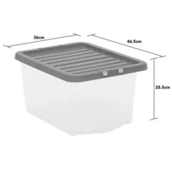 B&M Clear Storage Box With Lid 30L - Grey -Home Living Deals Store 258020 30l storage box with lid grey 3
