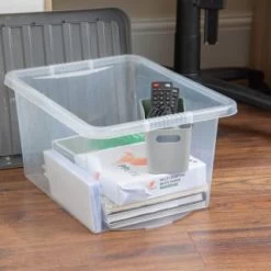 B&M Clear Storage Box With Lid 30L - Grey -Home Living Deals Store 258020 30l storage box with lid grey 4