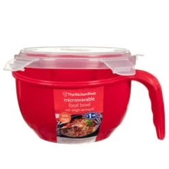 B&M Microwavable Food Bowl With Handle -Home Living Deals Store 304743 Microwavable Food Bowl with Handle red1