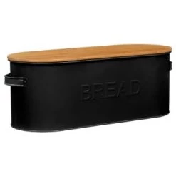 B&M The Organised Kitchen Bread Bin - Black -Home Living Deals Store 334654 russell hobbs oval bread bin with wooden lid grey 51