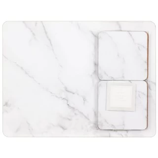 B&M Modern Cork Placemat & Coaster Set 8pc - Marble 2 B&M Modern Cork Placemat & Coaster Set 8pc - Marble - Image 2