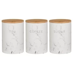 B&M Marble Effect Kitchen Canisters 3pc -Home Living Deals Store 356820 storage canisters marble effect tea coffee sugar