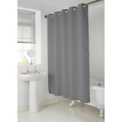 B&M Addis Hookless Textured Shower Curtain - Grey