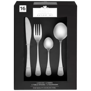 B&M Heart Embossed Cutlery Set 16pc 2 B&M Heart Embossed Cutlery Set 16pc - Image 2