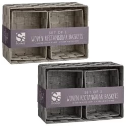 B&M Woven Storage Baskets 3pk - Silver -Home Living Deals Store 365979 365978 3pk woven baskets group