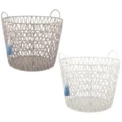 B&M Storage Basket With Tassel - Grey -Home Living Deals Store 368485 basket with tassel main