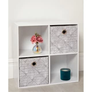 B&M Velvet Embossed Storage Cubes 2pk - Silver 1 B&M Velvet Embossed Storage Cubes 2pk - Silver