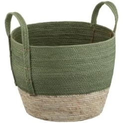 B&M Natural Wicker Basket - Green