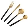 B&M Homestead Matte Black & Gold Cutlery Set 16pc