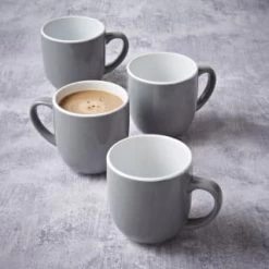 Simply Everyday Gloss Mugs 4pk - Grey -Home Living Deals Store 380120 4pk simply everyday mugs grey