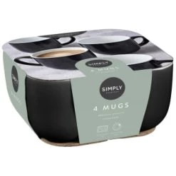 Simply Everyday Gloss Mugs 4pk - Black -Home Living Deals Store 380121 4pk simply everyday mugs black 2