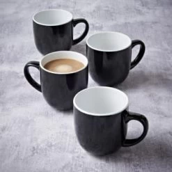 Simply Everyday Gloss Mugs 4pk - Black -Home Living Deals Store 380121 4pk simply everyday mugs black