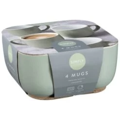 Simply Everyday Gloss Mugs 4pk - Sage -Home Living Deals Store 380123 4pk simply everyday mugs sage 2
