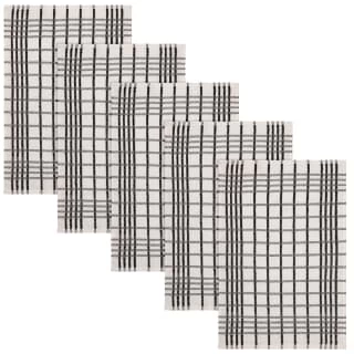 B&M Essentials Check Tea Towels - Black 5pk 3 B&M Essentials Check Tea Towels - Black 5pk - Image 3
