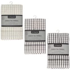 B&M Check Tea Towels - Black 3pk -Home Living Deals Store 380305 380307 380309 3pk check tea towels main 1