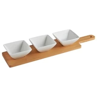 B&M Set Of 3 Serving Bowls With Bamboo Tray - Square 1 B&M Set Of 3 Serving Bowls With Bamboo Tray - Square