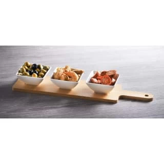 B&M Set Of 3 Serving Bowls With Bamboo Tray - Square 2 B&M Set Of 3 Serving Bowls With Bamboo Tray - Square - Image 2