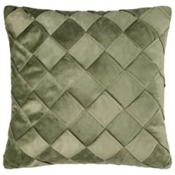 B&M Basket Weave Velvet Cushion - Sage