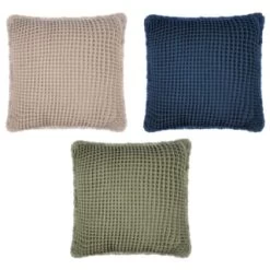 B&M Cotton Waffle Cushion - Green -Home Living Deals Store 380445 380640 380486 cotton waffle cushion main