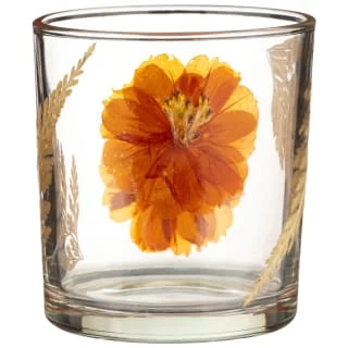 B&M Dried Flowers Tealight Holder - Orange 1 B&M Dried Flowers Tealight Holder - Orange