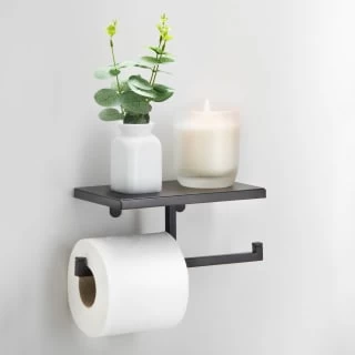 B&M Double Toilet Roll Holder & Shelf - Black 1 B&M Double Toilet Roll Holder & Shelf - Black