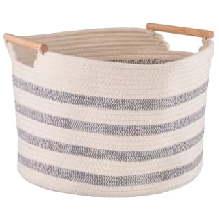 B&M Rhodes Striped Basket - Cream 1 B&M Rhodes Striped Basket - Cream