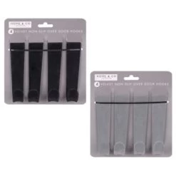 B&M Velvet Overdoor Hooks 4pk - Black -Home Living Deals Store 383665 4 velvet non slip over door hooks main
