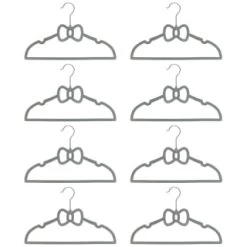 B&M Children's Non-Slip Hangers 8pk - Grey -Home Living Deals Store 383693 8pk childrens hangers grey bow