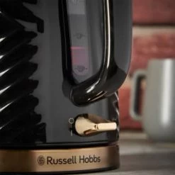Russell Hobbs Groove Kettle 1.7L - Black & Gold -Home Living Deals Store 386647 russell hobbs groove black and gold kettle 3