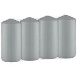 Grey Pillar Candles 4pk