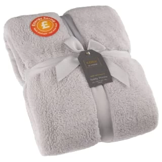 B&M Cosy At Home Silver Teddy Throw 1 B&M Cosy At Home Silver Teddy Throw