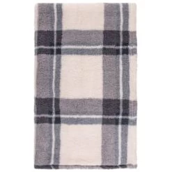 Simply Everyday Check Sherpa Throw - Grey -Home Living Deals Store 388697 grey check sherpa throw 2