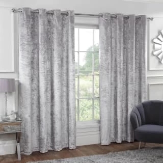 B&M Versailles Silver Crushed Velvet Fully Lined Curtains 46 X 72" 1 B&M Versailles Silver Crushed Velvet Fully Lined Curtains 46 X 72"