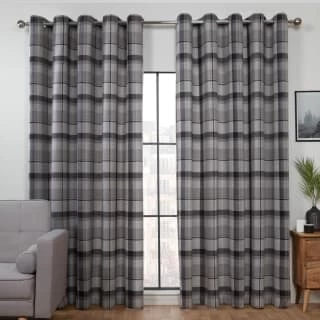 B&M Oakland Traditional Woven Grey Check Curtains 46 X 72" 1 B&M Oakland Traditional Woven Grey Check Curtains 46 X 72"