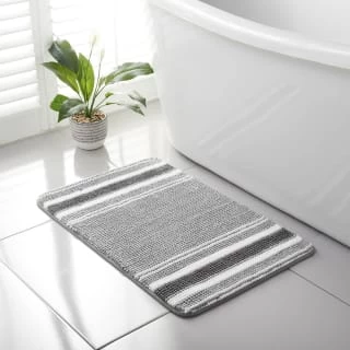 Stripe Memory Foam Bath Mat 50 X 80cm - Grey 1 Stripe Memory Foam Bath Mat 50 X 80cm - Grey