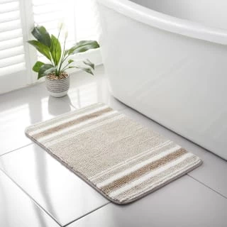 Stripe Memory Foam Bath Mat 50 X 80cm - Neutral 1 Stripe Memory Foam Bath Mat 50 X 80cm - Neutral