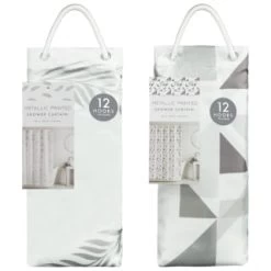 B&M Metallic Printed Shower Curtain - Silver Leaves -Home Living Deals Store 390584 printed shower curtain group