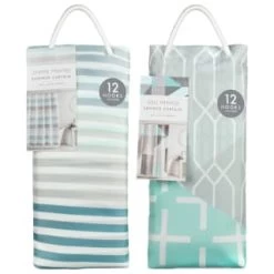 Blue Stripe Printed Shower Curtain -Home Living Deals Store 390591 printed shower curtain blue group