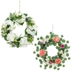 Bloom Spring Flowers Wreath - Pink -Home Living Deals Store 392822 spring flowers wreath white