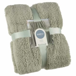 B&M Simply Two Tone Teddy Throw - Sage 1 B&M Simply Two Tone Teddy Throw - Sage