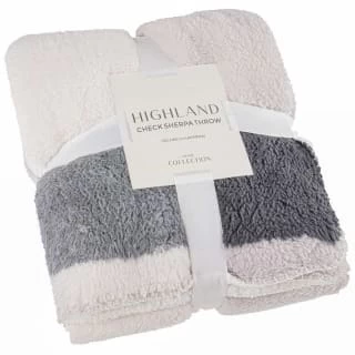 Grey Check Sherpa Throw 1 Grey Check Sherpa Throw