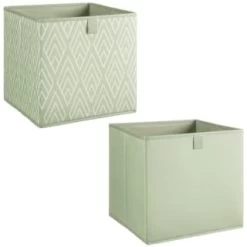 Lokken Printed Storage Cubes 2pk - Sage Diamond -Home Living Deals Store 395843 2pk printed lokken storage cubes sage diamond 3