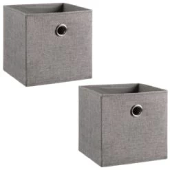 Lokken Linen Storage Cubes 2pk - Grey -Home Living Deals Store 395851 2pk linen lokken storage cubes grey 3
