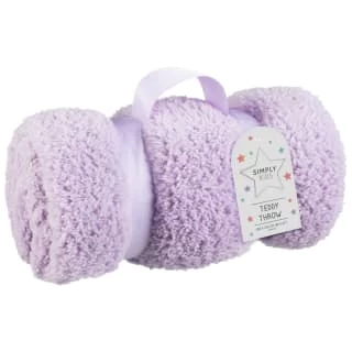 Simply Kids Teddy Throw - Lilac 1 Simply Kids Teddy Throw - Lilac